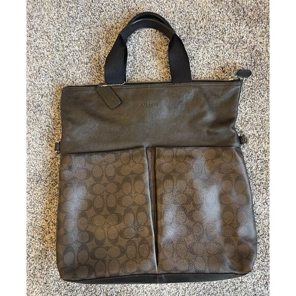 Coach Handbags - Coach Charles Fold-over City Tote Bag Large Without Strap Brown Logo Leather